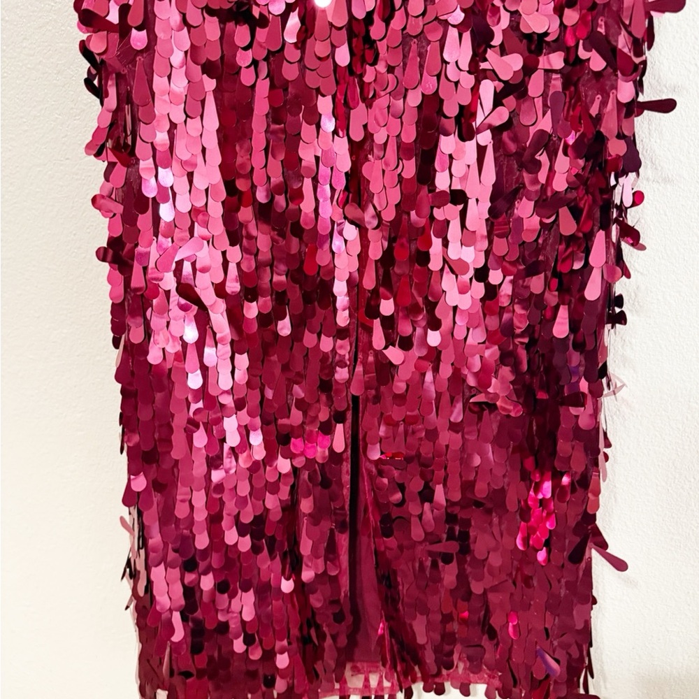 Hutch Sleeveless Sequin Pailette Red Midi Maxi Square Neck Dress size large - Picture 10 of 12